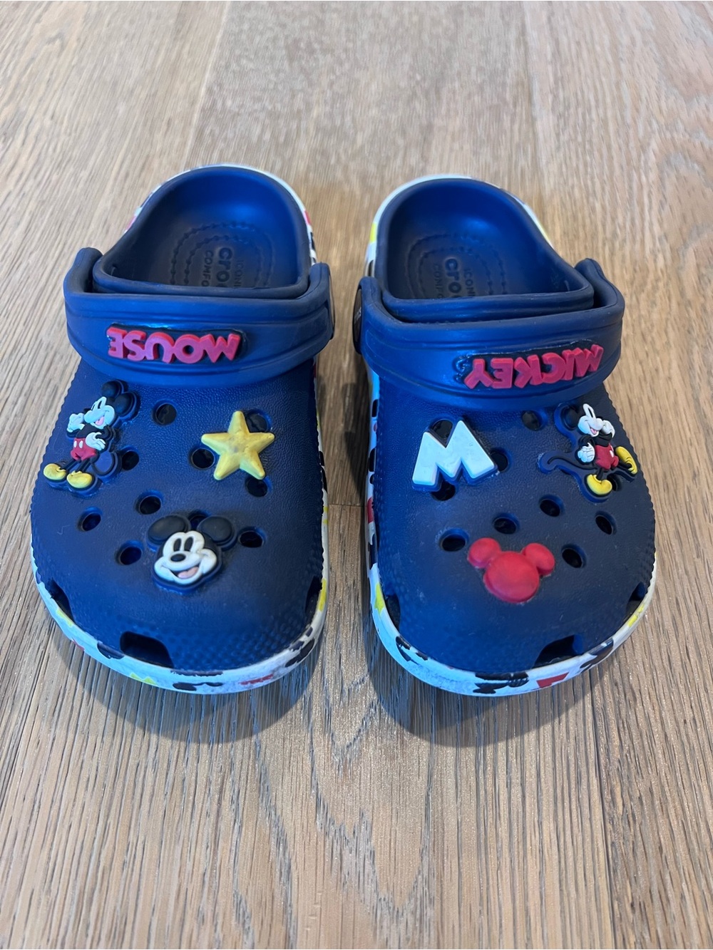 CROCS Kids Navy Mickey Mouse Clogs with Character Charms